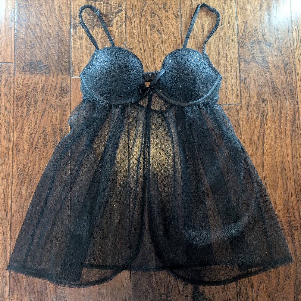 Victoria's Secret Sexy Little Things Black Babydoll Lingerie